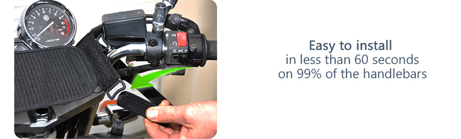 Easy to place on the handlebar in less than 60 seconds
